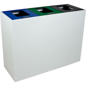 Summit MI Triple Recycling & Trash Can, 45 Gallon, White/Blue/Black/Green