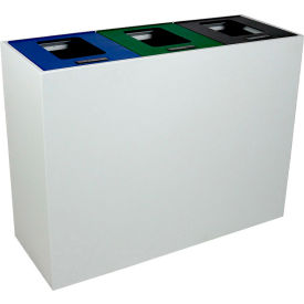 Summit MI Triple Recycling & Trash Can, 45 Gallon, White/Blue/Green/Black