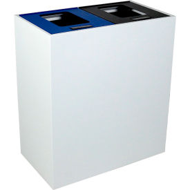 Summit MI Double Recycling & Trash Can, 30 Gallon, White/Blue/Black