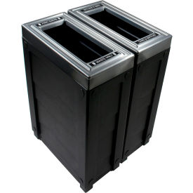 Evolve Double Ellipse Recycling & Trash Can, 46 Gallon, Black