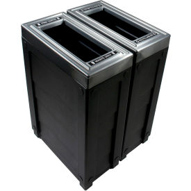 Evolve Double Recycling & Trash Can, 46 Gallon, Black