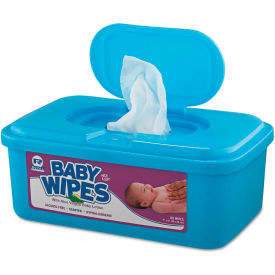 Baby Wipes Tub, White, 80/Tub, 12/Case
