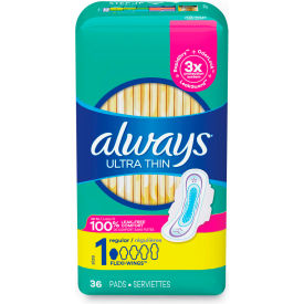 Always Ultra Thin Pads, Regular, 36 Pads/Pack, 6 Packs/Case
