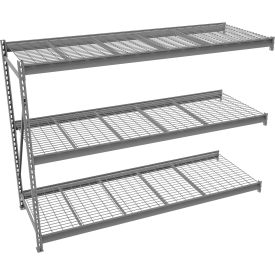 3 Level Bulk Storage Rack with Wire Deck, Add On, 76-3/16"W x 48-1/4"D x 120"H, Medium Gray