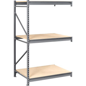 3 Level, Bulk Storage Rack, Wood Deck, Add On, 100-3/16"W x 48-1/4"D x 84"H, Medium Gray