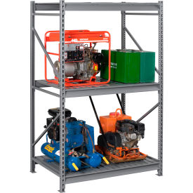 3 Level, Bulk Storage Rack, Steel Deck, Starter, 100-3/16"W x 24-1/4"D x 96"H, Med Gray