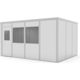 Modular Inplant Office with 2 Windows, Class A, 12'Wx16'D, Gray