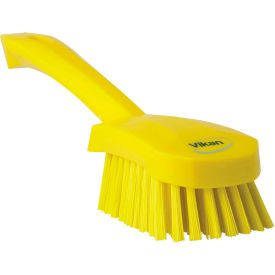 Short Handle Scrubbing Brush- Stiff, Yellow