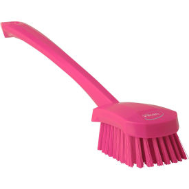Long Handle Scrubbing Brush - Stiff, Pink