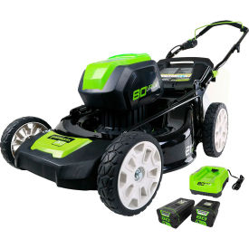 GreenWorks 80V 21" Lawn Mower Kit with (2) 2.0Ah Batteries & Charger