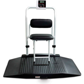 Dual-Ramp Wheelchair Scale with Seat & Handrail, 1000 lb x 0.2 lb