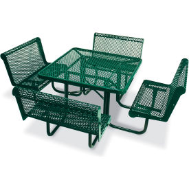 46" Square Picnic Table with 36" Capri Seats, Green