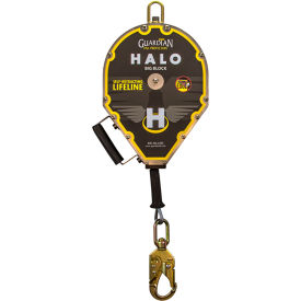 Guardian Halo Big Block 65'-3/16" Galvanized Steel Cable with Swivel Top and Steel Snap Hook, 4"H