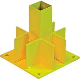 Stair Mount for Guardrail Post, Powder Coated Steel, Yellow, 6"L x 6"W x 6-11/16"H