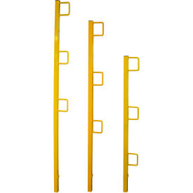Universal Guardrail Post, Powder Coated Steel, Yellow, 65"L x 5-1/2"W x 5"H