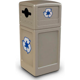 Recycling Can w/Dome Lid, 42 Gallon, Beige