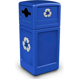 Recycling Can w/Dome Lid, Mixed Recycling, 42 Gallon, Blue