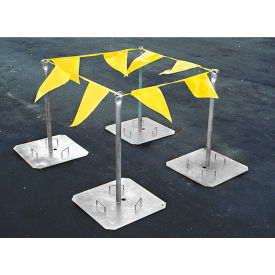 Warning Line System, Galvanized Steel, 4 Stanchions And 100' Pennants