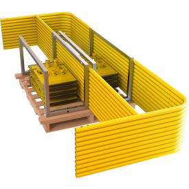 Guardrail System, 11 7-1/2'L Rails, 12 Bases, Yellow Powder Coat, Steel