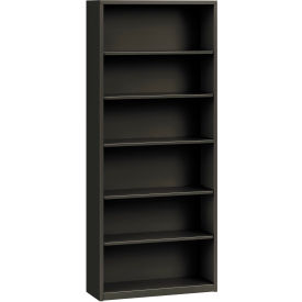 Metal Bookcase, Six-Shelf, 34-1/2"W x 12-5/8"D x 81-1/8"H, Charcoal