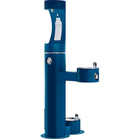 Elkay ezH2O Outdoor Bottle Filler with Drinking Fountain & Pet Station, Freeze Resistant, Blue