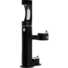 Elkay ezH2O Outdoor Bottle Filler with Drinking Fountain & Pet Station, Freeze Resistant, Black