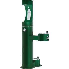 Elkay ezH2O Outdoor Bottle Filler with Drinking Fountain & Pet Station, Freeze Resistant, Evergreen