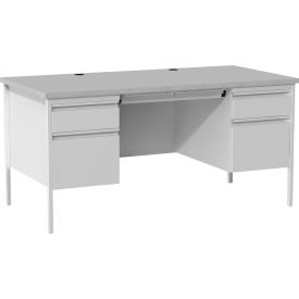 Double Pedestal Steel Desk - 60" x 30" - Gray