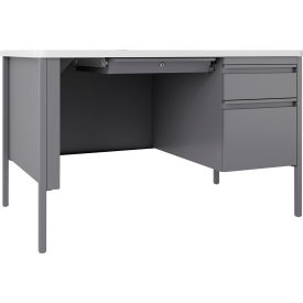 Fortress Steel Teachers Desk - 48" x 30" - White/Platinum