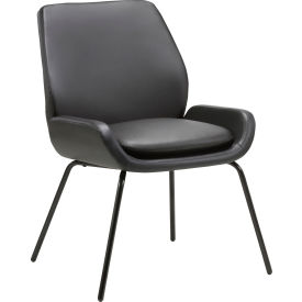 Bonded Leather U-Shaped Seat Guest Chair - Black