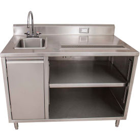 Stainless Beverage Table, Sink On Left, 5"Riser Electric Outlet 30X48