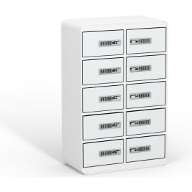 JuiceBar 10 Door Personal Device Charging Locker with Electronic Keypad Locks, White