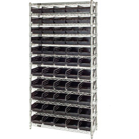 Steel Wire Shelving with 55 Conductive 4"H Bins Black - 12 Shelves - 36"W x 12"D x 74"H