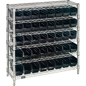 Steel Wire Shelving with 40 Conductive 4"H Bins Black - 6 Shelves - 36"W x 12"D x 36"H