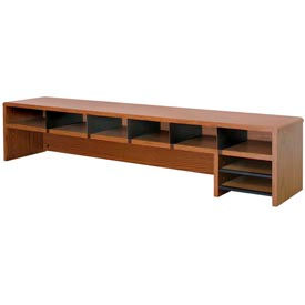 Desk Top Organizer Low Profile - 58"W x 12"D x 12"H Oak