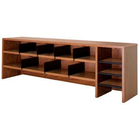 Desk Top Organizer High Capacity - 58"W x 12"D x 18"H Oak