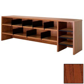 Desk Top Organizer High Capacity - 58"W x 12"D x 18"H Mahogany