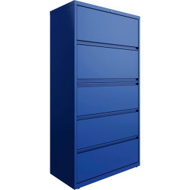 36"W 5 Drawer Lateral File Cabinet, Classic Blue