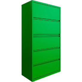 36"W 5 Drawer Lateral File Cabinet, Screamin' Green