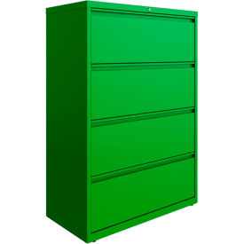 36"W 4 Drawer Lateral File Cabinet, Screamin' Green