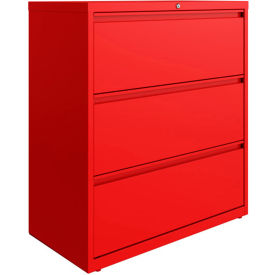 36"W 3 Drawer Lateral File Cabinet, Lava Red