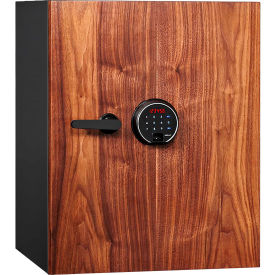 Fingerprint Lock Luxury Fire Resistant Safe with Walnut Door 2.28 cu ft, Black, Steel