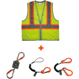 Hi-Vis Tool Tethering Safety Vest Kit, 2XL/3XL, Type R, Class 2