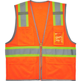 GloWear Two-Tone Mesh Vest, Reflective Binding, 4XL/5XL, Type R, Class 2, ORG