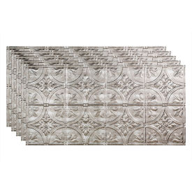 Traditional Style 48-3/8" x 24-3/8" PVC Glue Up Tile in Crosshatch Silver