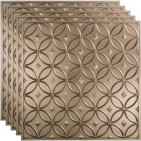 Fasade Rings - 23-3/4" x 23-3/4" PVC Lay In Tile in Brushed Nickel