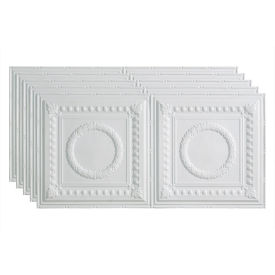 Rosette - 48-3/8" x 24-3/8" PVC Glue Up Tile in Matte White