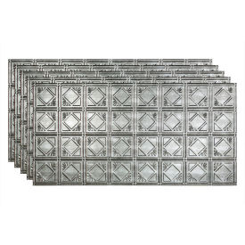Traditional Style # 4 - 48-3/8" x 24-3/8" PVC Glue Up Tile in Crosshatch Silver.
