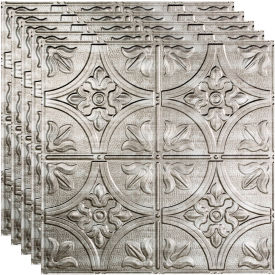 Traditional Style # 2 - 23-3/4" x 23-3/4" PVC Lay In Tile in Crosshatch Silver