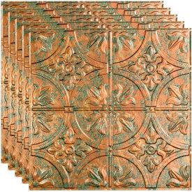 Traditional Style # 2 - 23-3/4" x 23-3/4" PVC Lay In Tile in Copper Fantasy